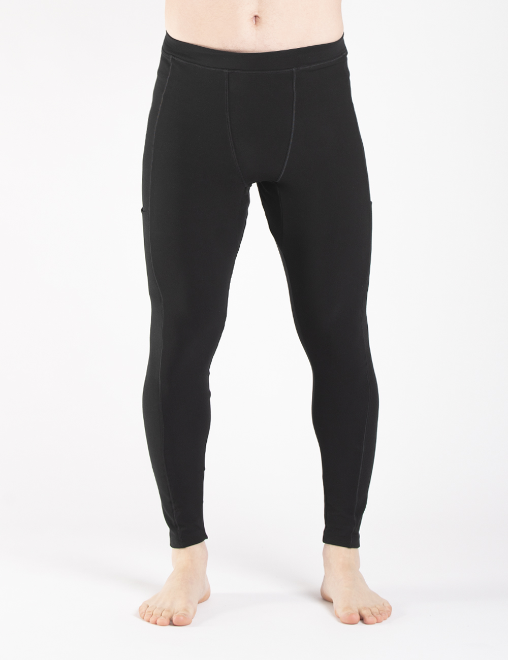 Mid-Rise Workout Leggings with Contrasting Waistband - Rich Black |  BazaMovado